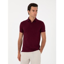 Cacharel Erkek Bordo Slim Fit Polo Yaka Pamuklu Basic T-Shirt 50300934-VR014