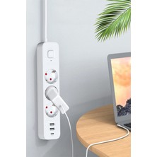 Vetech 1.8mt Akım Korumalı Priz 3 Lü Grup Priz Çocuk Korumalı 2 USB +1 Type C Girişli 3lü Priz