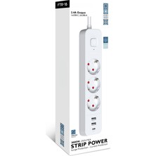 Vetech 1.8mt Akım Korumalı Priz 3 Lü Grup Priz Çocuk Korumalı 2 USB +1 Type C Girişli 3lü Priz