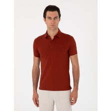 Cacharel Erkek Kiremit Slim Fit Polo Yaka Pamuklu Basic T-Shirt 50300934-VR031
