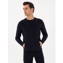 Cacharel Erkek Lacivert Regular Fit Modal Karışımlı Bisiklet Yaka Sweatshirt 50300937-VR033