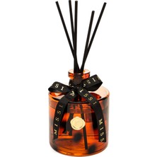 Missi 500 ml Kahverengi Leopar Desenli Cam Şişe Siyah Bambu Çubuklu Vanilya Sandal Oda Kokusu