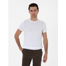 Cacharel Erkek Beyaz Slim Fit Bisiklet Yaka Triko T-Shirt 50300811-VR013