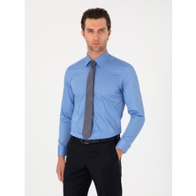 Cacharel Erkek Mavi Slim Fit Pamuklu Klasik Gömlek 50311551-VR036