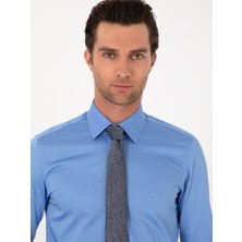 Cacharel Erkek Mavi Slim Fit Pamuklu Klasik Gömlek 50311551-VR036