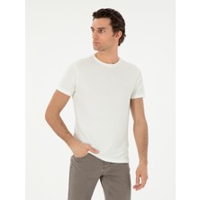 Cacharel Erkek Beyaz Slim Fit Bisiklet Yaka Dokulu T-Shirt 50305097-VR013