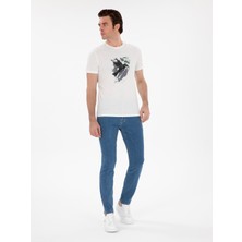 Cacharel Erkek Beyaz Slim Fit Bisiklet Yaka Desenli T-Shirt 50301522-VR013