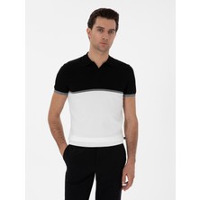 Cacharel Erkek Siyah Slim Fit Apaş Yaka Triko T-Shirt 50300787-VR046