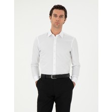 Cacharel Erkek Beyaz Slim Fit Uzun Kollu Gömlek 50303222-VR013