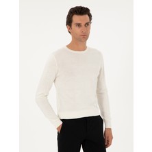 Cacharel Erkek Beyaz Slim Fit Basic Kazak 50293301-VR013