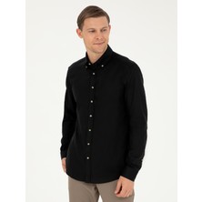 Cacharel Erkek Siyah Slim Fit %100 Pamuk Oxford Gömlek 50270162-VR046