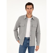 Cacharel Erkek Antrasit Regular Fit Ceket Gömlek 50292995-VR006