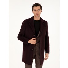 Cacharel Erkek Bordo Slim Fit Yün Karışımlı Kaşe Kaban 50292573-VR014