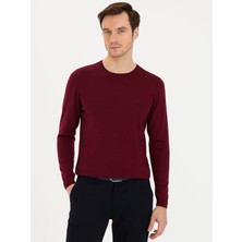 Cacharel Erkek Bordo Slim Fit Bisiklet Yaka Basic Triko Kazak 50230646-VR014