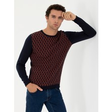 Cacharel Erkek Lacivert Slim Fit %100 Pamuk Bisiklet Yaka Triko Kazak 50234963-VR033