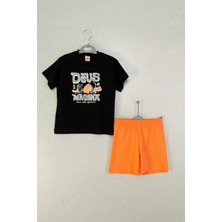 Baskılı Tişört ve Beli Lastikli Şortlu Yazlık Rahat Spor Stil 2’li Erkek Çocuk Takım