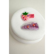 Pembe Çilek Boncuklu 0-2 Yaş Ikili Çocuk Tokası (5cm)