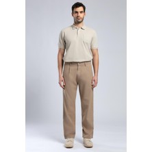 Lee Cooper Matteo Orta-Yüksek Bel Bol Düz Kesim Düz Paça %100 Pamuk Camel Erkek Pantolon