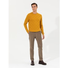 Cacharel Erkek Sarı Slim Fit Yün Karışımlı Bisiklet Yaka Triko Kazak 50258883-VR044