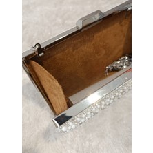 Inca Inci Işleme Detay Dikdörtgen Zincir Askı Detaylı Clutch Gelin Davet Çantası