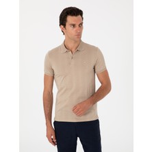 Cacharel Erkek Vizon Slim Fit Desenli Polo Yaka T-Shirt 50300721-VR052