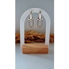 Vıp Paslanmaz Çelik Tiff Model Taşlı Silver Küpe