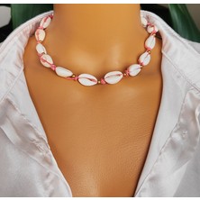 Pembe Ipli Deniz Kabuğu Gold Detaylı Yazlık Çelik Kolye