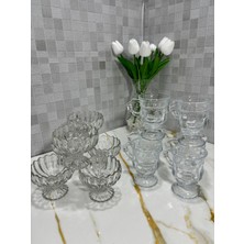 12 Parça Ayaklı 6'lı Çay Bardağı ve 6'lı Cam Çerezlik