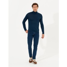 Cacharel Erkek İndigo Slim Fit Balıkçı Yaka Basic Triko Kazak 50211329-VR028