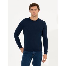 Cacharel Erkek Lacivert Slim Fit Bisiklet Yaka Basic Triko Kazak 50211257-VR033