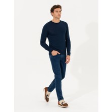 Cacharel Erkek Lacivert Slim Fit Bisiklet Yaka Basic Triko Kazak 50211257-VR033
