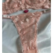 Pembe Balenli Dantelli Bralet Takı