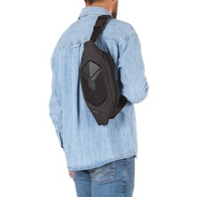 Erkek Siyah Deri Crossbody Çapraz Göğüs Omuz ve Bel Çantası NEW333