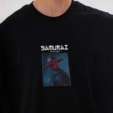 Samuray Desen Peç Baskılı Unisex Oversize T-Shirt