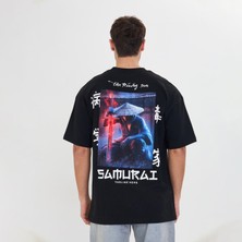 Samuray Desen Peç Baskılı Unisex Oversize T-Shirt