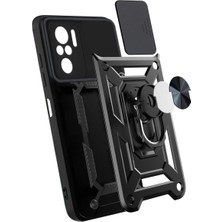 Leybaks Samsung Galaxy A56 Sürgülü Kamera Koruyucu Metal Halka Ayaklı Stand Çizilmez Kılıf Case
