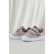 Rakerplus Schaggy Hakiki Deri Açık Bej Bordo Bebek Spor Ayakkabı