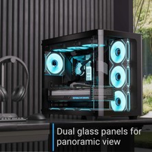 Aero Cool P500C 4X12CM Mirror A-Rgb Fanlı, Panoramik Tempered Panel, Atx Bilgisayar Kasası (AE-P500C-BK)