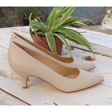 Nish N324 Kadın Hakiki Deri Alçak Topuklu Klasik Stiletto Ayakkabı