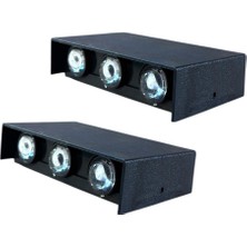 Haiti 2 Adet LED Aplik Çift Yönlü, 12W Iç ve Dış Mekan, Siyah Kasa, 3000 K Günışığı ve Amber