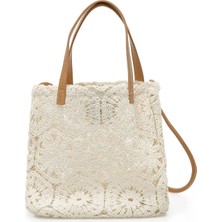 Butigo Kum Renkli Dantel El Kadın El Çantası Hasır Materyal ile Trend Tasarım ve Şıklık