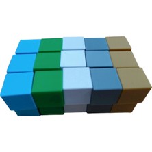 Tahtaköy 3D Renkli Küp ve Yerleştirme Tablası 20X20X20MM 30 Adet Küp ve Tablası Karışık Renk