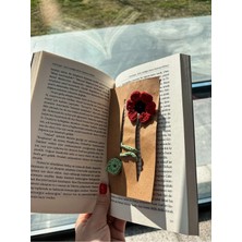 Örgü Amigurumi Çiçek Kitap Ayracı, Gelincik Kitap Ayracı