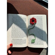 Örgü Amigurumi Çiçek Kitap Ayracı, Gelincik Kitap Ayracı