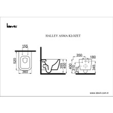 Idevit Halley Kanalsız Asma Klozet Delikli + Yavaş Kapanan Kapak