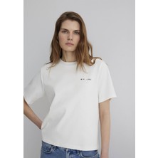 Mavi MV Baskılı İnterlok Ekru Tişört 1613148-80194