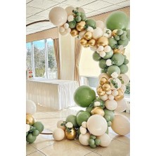 Beysüs Krem Okaliptüs Beyaz Gold Krom 60 Adet Balon Zincir ve Pompa Seti