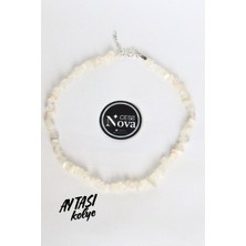 Sertifikalı Ay Taşı Doğal Taş Kolye - Burç Taşı 42 -44 cm