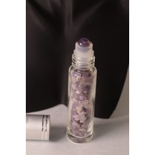 Sertifikalı Ametist Doğal Taş Yüz ve Cilt Esans ve Yağ Şişesi - 10 Ml, 8 cm Metal Kapak