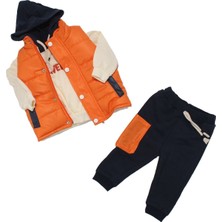 Erkek Bebek Turucunu Lacivert Şişme Yelekli Traveller Nakışlı 3'lü Takım - 1015480